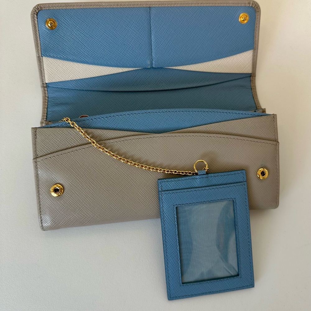 Prada Blue and Beige Wallet